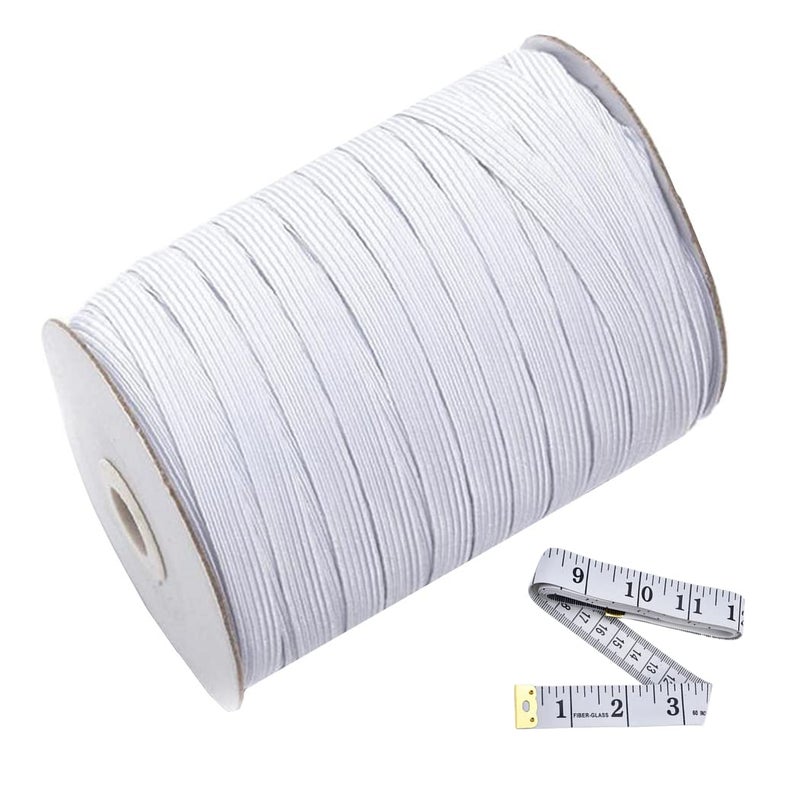 Abbaoww 144 Yards Elastic Band 3/8 inch Wide, High Stretchy White Knit Elastic Band for Sewing Waistband Pants DIY Projects - Image 1